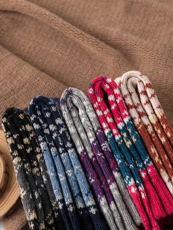 Chaussettes Noël Rouge Laine Color Block