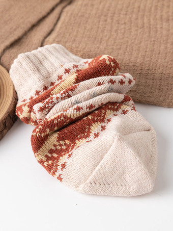 Chaussettes Noël Rouge Laine Color Block