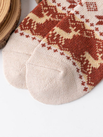 Chaussettes Noël Rouge Laine Color Block