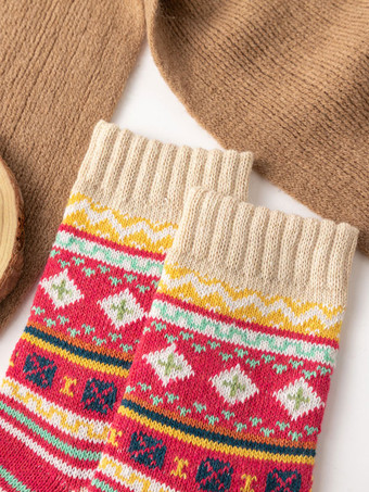 ソックス カーキ ポリ/コットン ブレンド カラーブロック