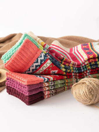 ソックス カーキ ポリ/コットン ブレンド カラーブロック