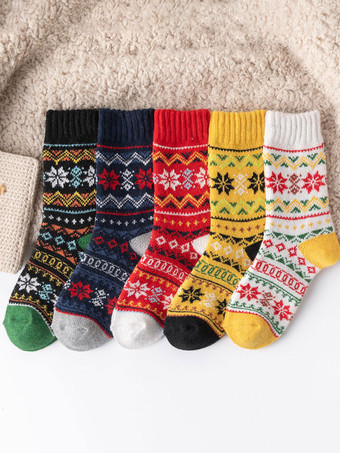 イエローソックス イエロー ポリ/コットン ブレンド 幾何学模様