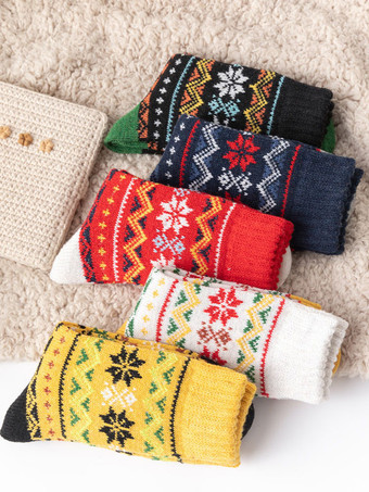 ソックス イエロー ポリ/コットン ブレンド 幾何学模様