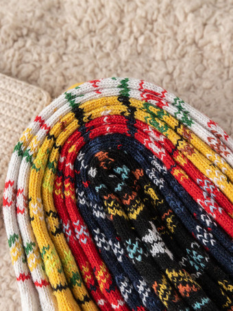 ソックス イエロー ポリ/コットン ブレンド 幾何学模様