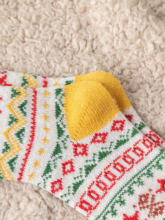 ソックス イエロー ポリ/コットン ブレンド 幾何学模様