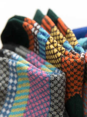 ソックス ブルー ポリ/コットン ブレンド カラーブロック