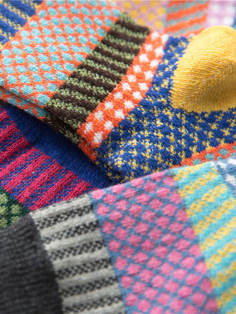 ソックス ブルー ポリ/コットン ブレンド カラーブロック