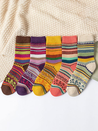 イエローソックス イエロー ポリ/コットン ブレンド 幾何学模様