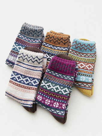 ソックス グレー ポリ/コットン ブレンド カラーブロック