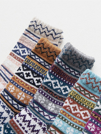 ソックス グレー ポリ/コットン ブレンド カラーブロック