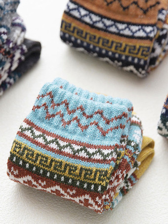 ソックス グレー ポリ/コットン ブレンド カラーブロック