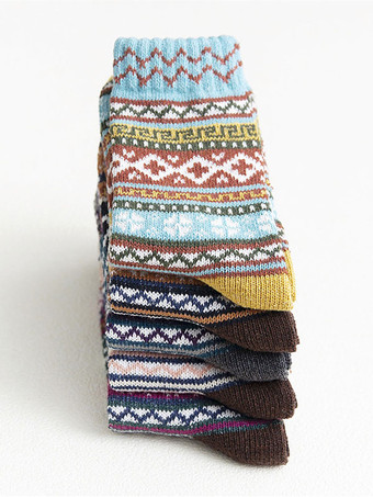 ソックス グレー ポリ/コットン ブレンド カラーブロック