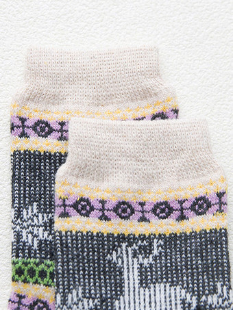 ソックス ブルー ウール 幾何学模様