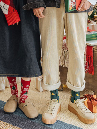 Calzini Rossi In Misto Cotone Fantasia Natalizia