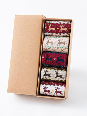 ソックス レッド コットンブレンド クリスマス柄