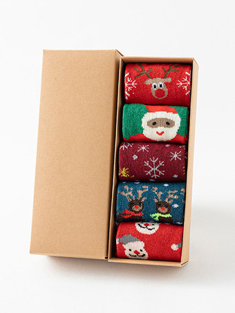 ソックス レッド コットンブレンド クリスマス柄