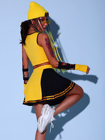 ジャズダンス衣装女性用ライクラスパンデックストップスカートグローブダンスウェア