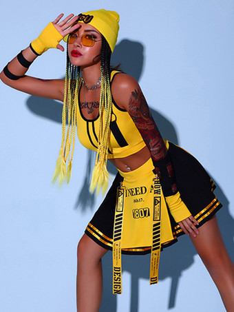 ジャズダンス衣装女性用ライクラスパンデックストップスカートグローブダンスウェア