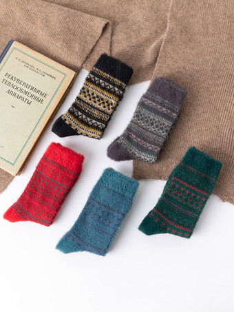 綿混紡靴下アステカ柄クリスマスギフト冬暖かい靴下