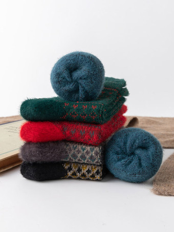 綿混紡靴下アステカ柄クリスマスギフト冬暖かい靴下