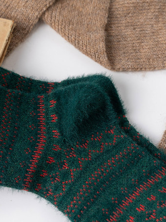 綿混紡靴下アステカ柄クリスマスギフト冬暖かい靴下