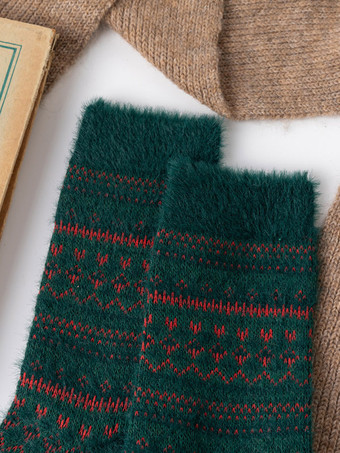 綿混紡靴下アステカ柄クリスマスギフト冬暖かい靴下