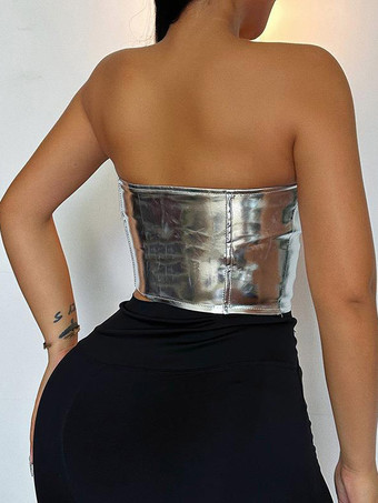 超セクシーなカルブウェア ストラップレス ノースリーブ レースアップ ソリッドカラー レディース トップス