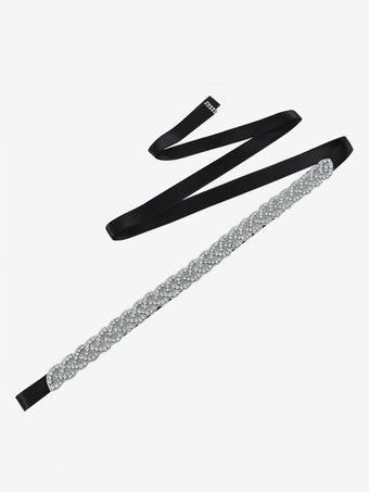 ブラック 花嫁ベルト シルバー ダイヤモンド ベルト