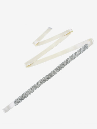 アイボリー花嫁ベルト シルバー ダイヤモンド ベルト