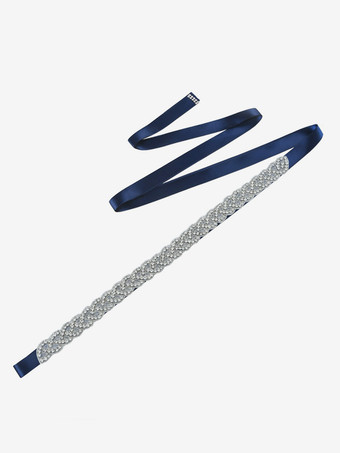 ダークネイビー花嫁ベルト シルバー ダイヤモンド ベルト