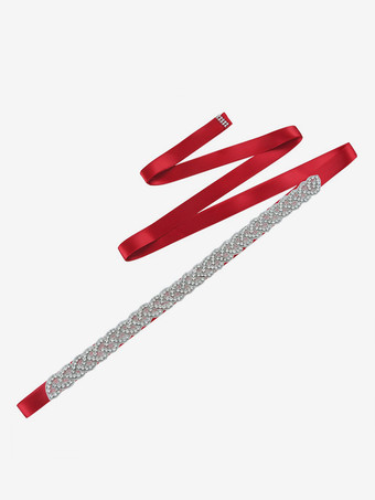 レッド 花嫁ベルト シルバー ダイヤモンド ベルト