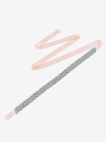 ライトピンク花嫁ベルト シルバー ダイヤモンド ベルト