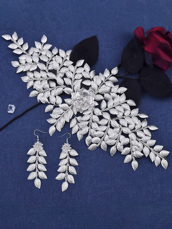 シルバー 結婚式のかぶとイヤリング帽子金属ヘアアクセサリー花嫁のための