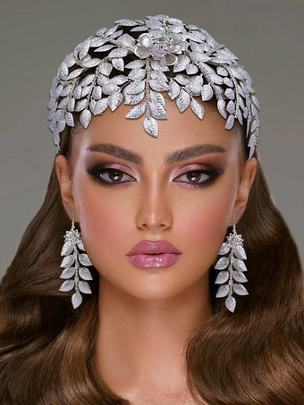 結婚式のかぶとイヤリング帽子金属ヘアアクセサリー花嫁のための