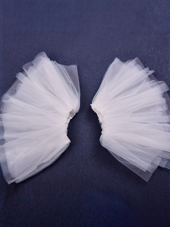 ウェディングラップ ブラック 半袖 フレアスリーブ チュール パール ブライダル カバーアップ