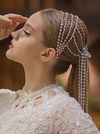 シルバー ウェディング ヘッドピース 帽子 ラインストーン ブライダル ヘアアクセサリー