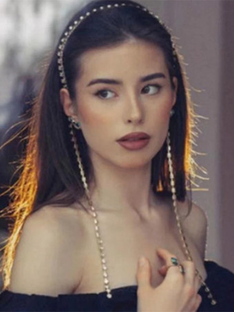 ゴールド ヘッドピース ウェディング帽子 ラインストーン ブライダル ヘアアクセサリー