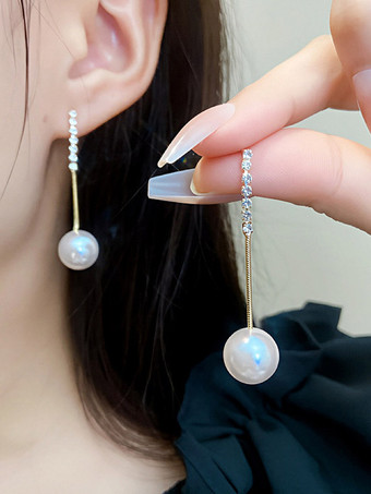 Hochzeit Ohrringe Imitation Perle Metall durchbohrt Brautschmuck