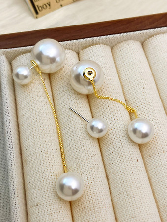 ゴールド ブライダル イヤリング イミテーション パール メタル ピアス ブライダル ジュエリー