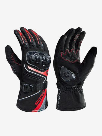 rojo Guantes para montar en motocicleta cálidos resistentes al desgaste anticaídas impermeables para carreras ciclismo escalada senderismo guantes para ciclista con dedos completos