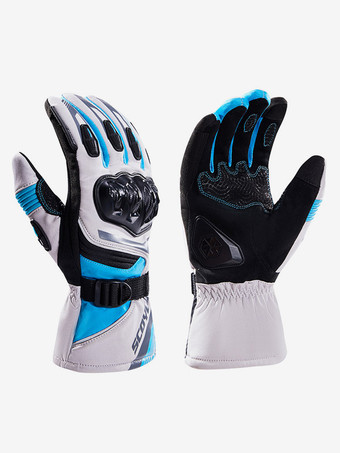 azul Guantes para montar en motocicleta cálidos resistentes al desgaste anticaídas impermeables para carreras ciclismo escalada senderismo guantes para ciclista con dedos completos