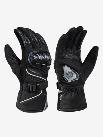 negro Guantes para montar en motocicleta cálidos resistentes al desgaste anticaídas impermeables para carreras ciclismo escalada senderismo guantes para ciclista con dedos completos