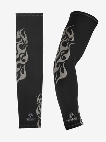 ブラックシルバー夏サイクリングアイスシルクスリーブ男性屋外運転日焼け防止アイススリーブ花アームスリーブ UV 拡張