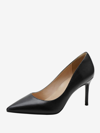 ブラック レディース ヒール サンダル ポインテッドトゥ サンダル スティレットヒール PU レザー