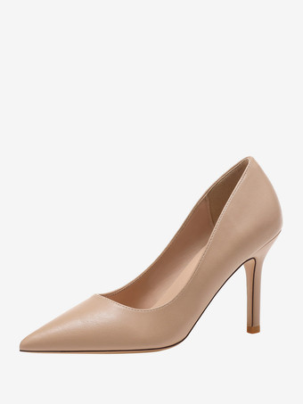 肌色レディース ヒール サンダル ポインテッドトゥ サンダル スティレットヒール PU レザー