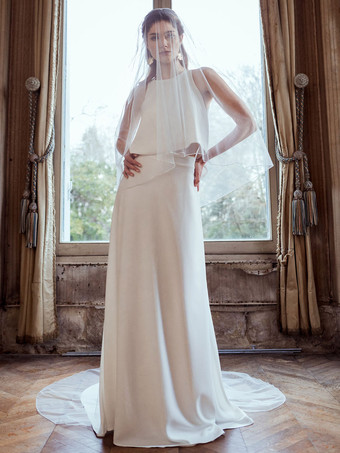 ウェディング ベール 2 層チュール仕上げエッジ クラシック ブライダル ベール