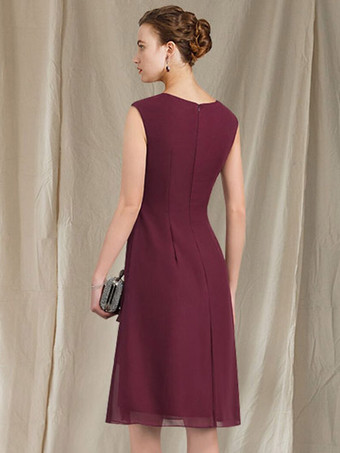 マザードレス Vネック ノースリーブ Aライン プリーツ ゲストドレス 結婚式用