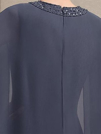 パーティードレス 花嫁の母用 ジュエルネック 3/4丈 袖 Aライン ビーズ ゲストドレス 結婚式用