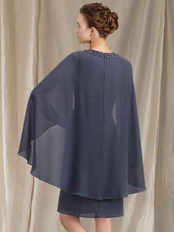 パーティードレス 花嫁の母用 ジュエルネック 3/4丈 袖 Aライン ビーズ ゲストドレス 結婚式用