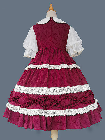 スイートロリータドレス コットン半袖レースドレス おとぎ話ロリータドレス